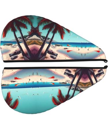 Beach Scenery Coral Velvet Dry Hair Cap | Ideal for Home Travel Pool Parties & Baths - Fast International Shipping - Buy Online on GoSupps.com
