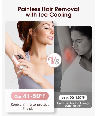 LYSMOSKI IPL Laser Hair Removal Device for Men & Women - Safe Long-Lasting At-Home Hair Removal for Armpits Back Legs Arms Face & Bikini Line - Rose Gold - Buy Online on GoSupps.com