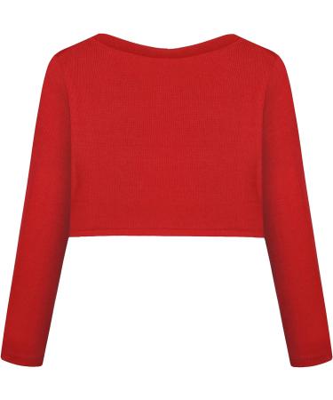 BONNY BILLY Girls Knitted Cotton Bolero Shrug Cardigan - Size 4-5 years (Red) - Buy Online on GoSupps.com