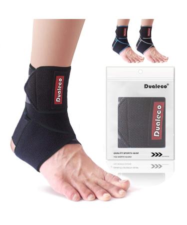 Dualeco Ankle Support Adjustable Ankle Support Brace for Women/Men/Kids Ankle Support for Sprained Ankle/Weak Ankles Achilles Tendonitis Support Black-1 pcs - Buy Online on GoSupps.com