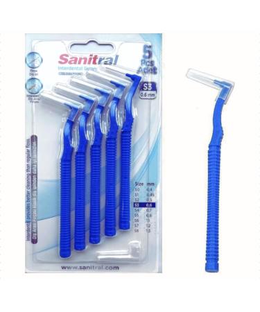 Interdental Brush Angle Angled Dental Brush for Teeth Cleaning-Excellent Access Between Teeth - Blue- Size 0.6 mm