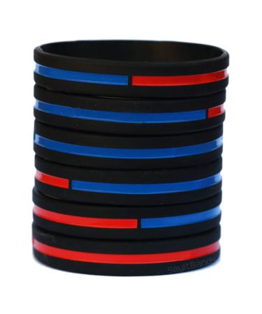 SayitBands Six (6) of Combined Thin Blue and Thin Red Line Wristband