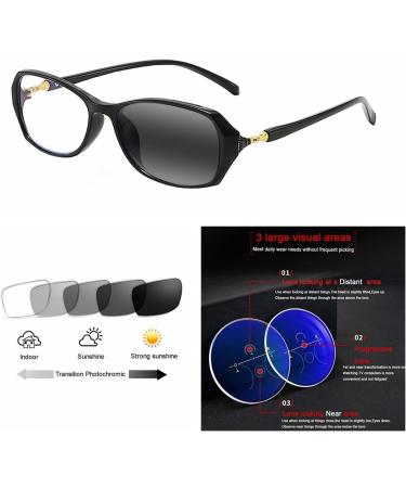 Buy Near Far Multifocal Progressive Varifocal Women's Oval Glasses - Black Purple Red Pink UV400 Transition Reading Glasses 1.25x - Buy Online on GoSupps.com