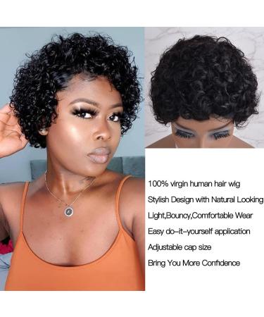 Short Curly Pixie Cut Wig for Black Women - Human Hair Full Made Natural Color 1B | Non-Lace Short Hair Wig - Buy Online on GoSupps.com