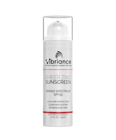 Vibriance Sheer Zinc Moisturizing Sunscreen  Skin Rejuvenation  Clear Sunscreen | Broad Spectrum SPF 50 | 1.7 fl oz (50 ml)