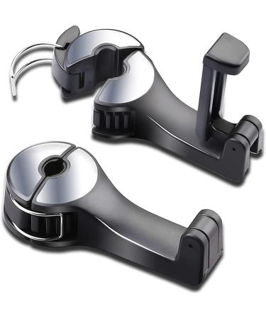 PKKP 2 piece of car headrest hooks tail hooks for car seats with cell phone holder 360 rotatable universal car rear seat headrest holder for bag wallet fabric food silver 2PCs silver