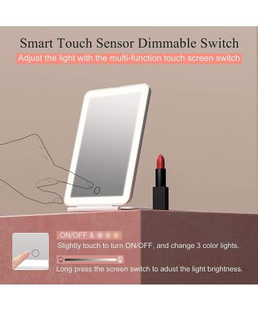 HUOJUCUN Shanker LED Travel Makeup Mirror with Light, Foldable & Portable Lighted Makeup Mirror with Small Magnifying Mirror - Pink - Buy Online on GoSupps.com