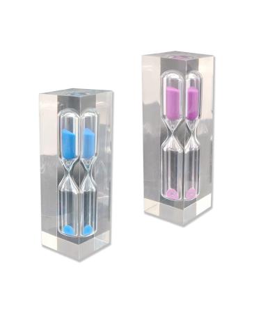 2 pieces of hourglass for children - pebbles of gravel hourglass - timer toothbrush hourglass - hourglass 3 minutes suitable for children kitchens classrooms (blue purple)