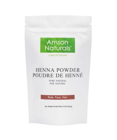 Natural Henna Powder 8oz / 230 g / 0.5 lb (Mehndi) - 100% Pure & Natural by Amson Naturals 230 g (Pack of 1)