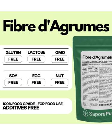 SaporePuro Citrus Fiber 250g - Food Fiber - Natural Thickener Emulsifier and Stabilizer - Ideal for Ice Cream Sauces Chees - Buy Online on GoSupps.com