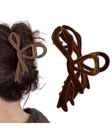 Elegant Bow Hair Claw Clip Velvet Hair Claw Clips Non Slip Bow Claw Clips for Women Butterfly Hair Clips for Women Girls Thick and Thin Hair#Claret#black#Coffee color