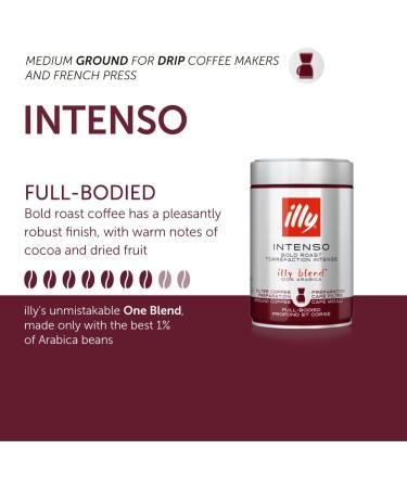 illy Intenso Dark Roast Filter Coffee | 100% Arabica Beans | 250g Ground for Cafetiere - Buy Online on GoSupps.com