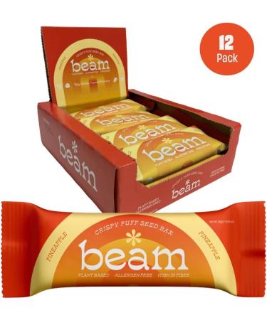Beam Pineapple Crispy Seed Bar | Nut-Free, Gluten-Free, Dairy-Free | High Fibre, Plant-Based Snack | 12x30g Bars | 119 Calories - Buy Online on GoSupps.com