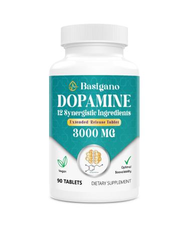 Natural Dopamine Supplement for Energy Focus Motivation Mental Alertness Mood and Stress - Non-GMO Gluten-Free - 90 Tablets Unflavored 90 Count (Pack of 1)
