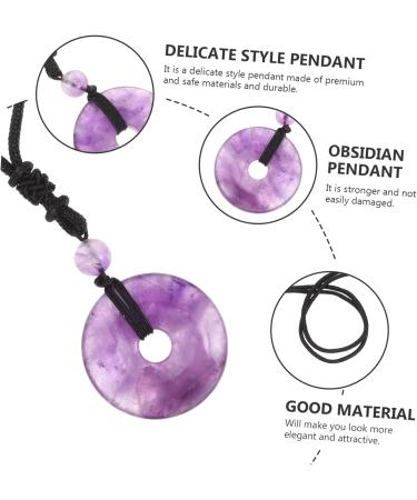Iwowhero Gemstone Amulet Necklace - Purple Crystal Pendant with Safety Buckle - Chinese Safe Stone Chain - 3x3x1cm - Buy Online on GoSupps.com