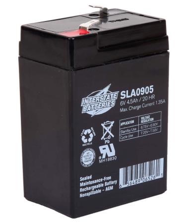 Interstate Batteries 6V 4.5Ah Rechargeable Battery (SLA0905) Sealed Lead Acid Rechargeable SLA AGM (F1 Terminal) Blood Pressure Monitor, Oxygen & Pulse Meter, Deer Feeder