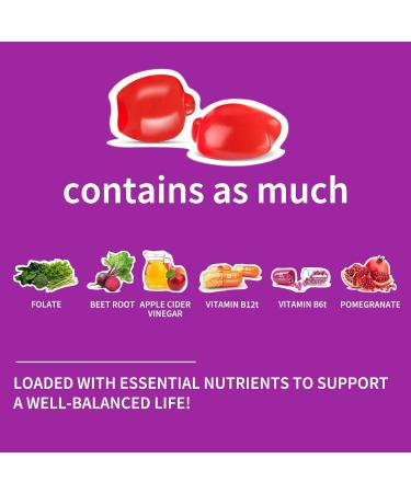 Manewu Organic Apple Cider Vinegar Gummies with Mother | Sugar Free Keto Friendly | Vegan Non-GMO | Supports Gut Health Metabolism & Energy with Vitamin B12 B6 & Beetroot 60 Count - Buy Online on GoSupps.com