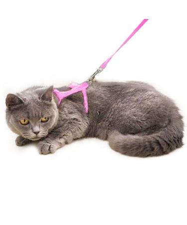 Cat Set of Harness Nylon Lead 125cm (Pink) - Soft Adjustable - Best for Kitten Walking
