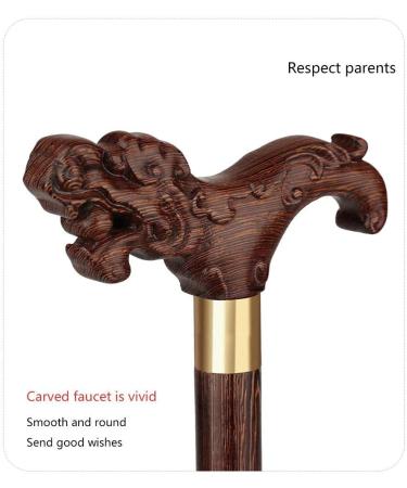 Wooden Crutch Solid Wood Chicken Wing Wood Anti-Skid Carving for The Elderly to Travel and Walk Beautiful Scenery Bathing in Sunlight C height160 - Buy Online on GoSupps.com