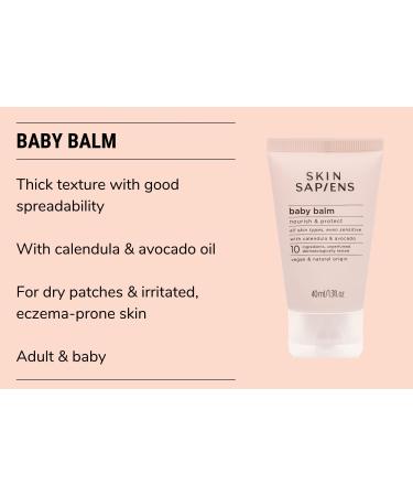 Skin Sapiens Nourishing Baby Balm | Calendula & Avocado | Unscented | 100% Natural Ecocert Cosmos | Cruelty-Free | Vegan | Diaper Rash Treatment | 1.3 Fl Oz - Buy Online on GoSupps.com