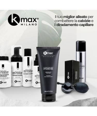Kmax International SRL Kmax Hair Gel with Keratin Fibers Volume Effect 200 ml Color Gel for Thinning Hair Hair Gel for Women and Men Black - Buy Online on GoSupps.com