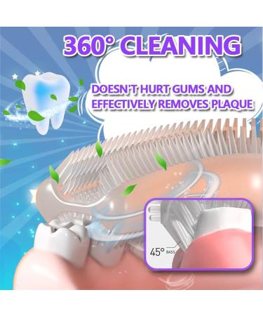 Kids Electric Toothbrush U Shaped Ultrasonic | 6 Sonic Clean Modes | IPX7 Waterproof | Rechargeable Smart Timer | Unicorn Design | for Children 2-6 | Purple - Buy Online on GoSupps.com