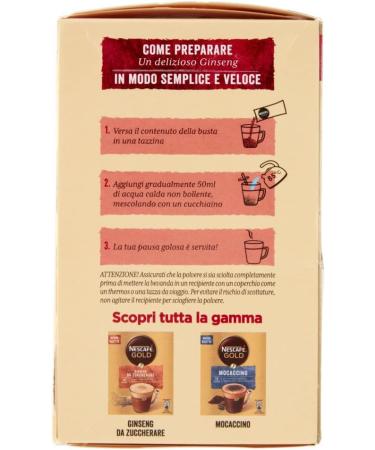  Italian Gourmet E.R. Nescaf Gold Ginseng 10 sachets of 7g (70g) powder for drinks with milk coffee and ginseng + Italian Gourmet Polpa di Pomodoro 400g box - Buy Online on GoSupps.com