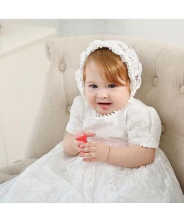 Leideur Baby Long Christening Gown White Baptism Dress for Girls 18-24 Months | Special Occasion & Birthday Dresses - Buy Online on GoSupps.com