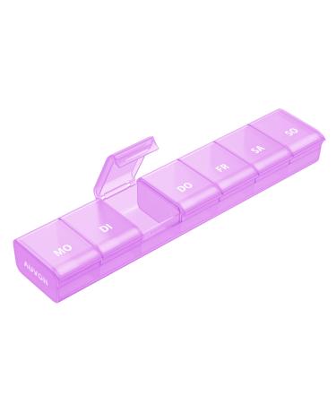 Auvon tablet box 7 days pills 7 days with improved open design medication box German BPA-free portable pills box for medication vitamins fish oil etc. (violet) E-Violet