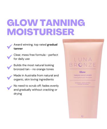 Luna Bronze Glow Gradual Self Tanning Moisturizing Lotion | Ultra Hydrating Natural Looking Sunless Tan | Soothing Natural & Organic Ingredients | Infused with Rosehip & Jojoba Oil (200ml/6.7 fl. oz) 6.7 Fl Oz (Pack of 1) - Buy Online on GoSupps.com