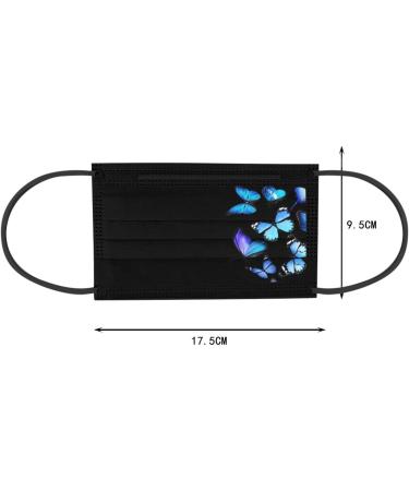 Zewuai 10-100PC Adult Women Butterfly Print Black Disposable Face_Mask 3Ply Non-Woven Breathable Face Bandana- Made in US. B-10pc - Buy Online on GoSupps.com