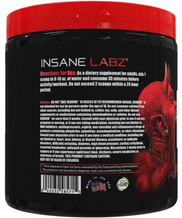Insane Labz Redrum High Stim Pre Workout NO Booster Powder - Devil's Blood Black Cherry - 25 Servings - Buy Online on GoSupps.com