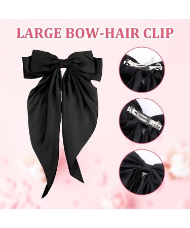 FEXPDL Bow Hair Clip 3 Pcs Black Hair Bows for Women White Bow For Hair Red Bow Clips with Long Silky Satin Hair Slides Solid Color Bowknot Hairpin Hair Barrettes Scrunchies(Black white Red) Black+White+red - Buy Online on GoSupps.com