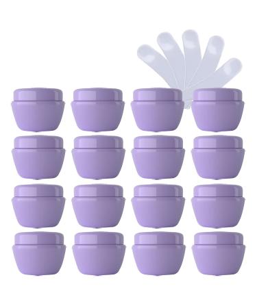 TIANZD 24 Pieces 30ml Empty Plastic Purple Cosmetic Jars with Screw Lid 30g Small Containers Storage Pot for Cosmetic Travel Homemade Cream Gel Lip Balm Salve + 6x Spatula Purple 30ml