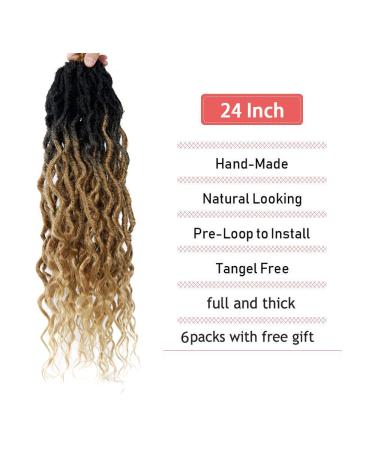 24 Inch Ombre Wavy Goddess Faux Locs Crochet Hair Extensions (6Packs) - #1B/27 - Buy Online on GoSupps.com