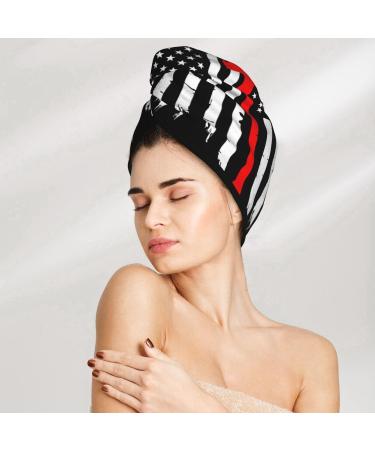 Hair Towel Wrap for Fast Drying | USA Flag Design | Hair Drying Towel Turban with Button - Buy Online on GoSupps.com