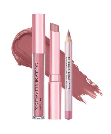 Opilroyn Lip Liner Combo Lipstick Natural Lipstick 3 Piece Skin Tone Creamy Matte for Day Night Party Wedding Travel Home Office School Date 1 Piece