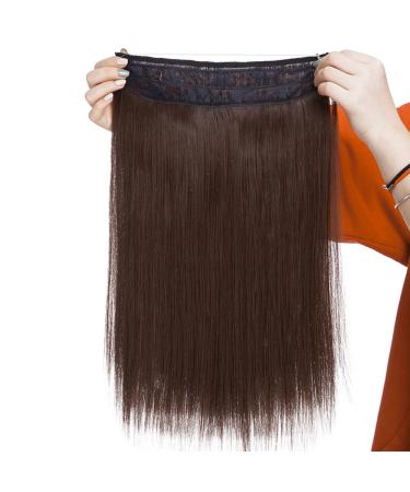 Silk-Co Medium Brown Hair Extensions with Invisible Cord | Smooth Realistic Synthetic Hair Sealing for Women - 50cm - Buy Online on GoSupps.com