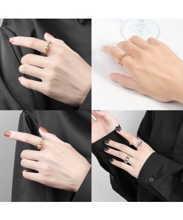DNCG Ladies Swivel Rings Simulated Diamond Rings Open Adjustable Yellow Gold Rings - Buy Online on GoSupps.com