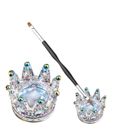 Dappen glass/dappen DISH with nail brush pens - 1 piece of crown clear nail art cup of glass shell nail art liquid powder container Beauty accessories laser