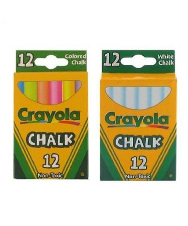 Crayola Chalk White & Colored 12-Pack (1 Pack of White & 1 Pack of Colored) 12 Count (Pack of 2) - Buy Online on GoSupps.com