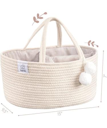 Fephas Baby Diaper Caddy Organizer - Beige Cotton Rope Nursery Storage Bin for Changing Table and Car - Portable Diaper Storage Basket - Ideal Baby Shower & Registry Gift - Buy Online on GoSupps.com