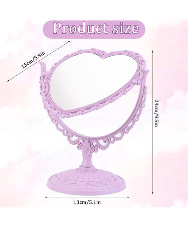 2 Pack Heart Mirror - Double-Sided Rotatable Cosmetic Mirror for Girls Bedroom (Pink & Purple) - Buy Online on GoSupps.com