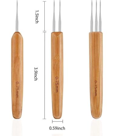 LDCREEE Dreadlock Crochet Hooks Set - 3 Pieces 0.75mm Wood Color for Hair Braid Craft - Buy Online on GoSupps.com