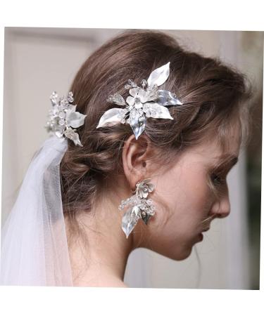 DOITOOL Silver Headpiece Bridal Flower Side Comb Hairdressing Side Comb Crystals Decor Bridal Comb French Side Combs Combs Decorative Festival Bride Wedding - Buy Online on GoSupps.com