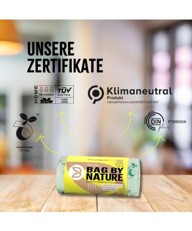 20L Organic Waste Bags with Handle - 56 Compostable & Biodegradable Bags Made in Germany Tear-Resistant Climate-Neutral | Available in 6L 10L 30L - Buy Online on GoSupps.com