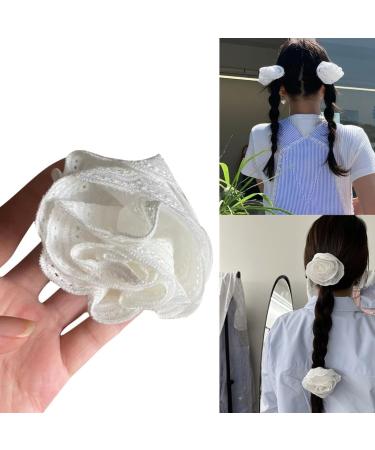 hgnxa Girls Flower Hair Clip Sweet Handmade Cute Hair Duckbill Clip Headwear Hair Accessories for Women Girls White - Buy Online on GoSupps.com