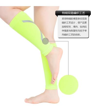 Leg Compression Sleeve - Comfortable Footless Socks for Fitness & Running | Fluorescent Green | Shin Splint Relief - Buy Online on GoSupps.com