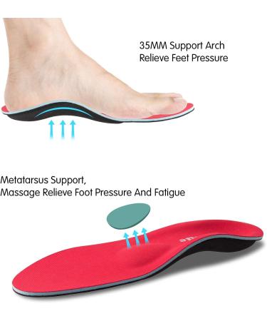 Kelaide Orthopedic Insoles for Plantar Fasciitis & Flat Feet | Comfort Shoes for Men & Women | Red 43-44 - Buy Online on GoSupps.com