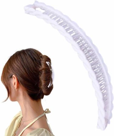 Banana Clincher Combs Vintage Ponytail Holder - Fishtail Hair Clip Ponytail Banana Clip for Women Girls Hair Accessories White - Buy Online on GoSupps.com